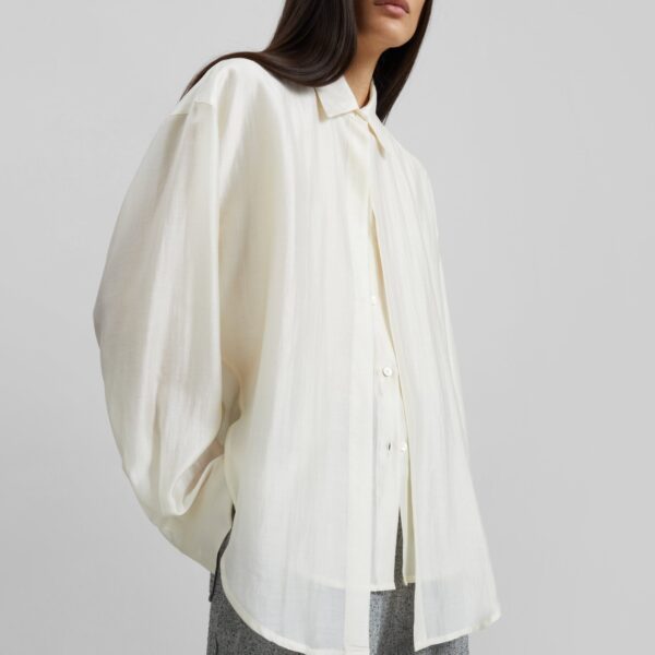 The Frankie Shop Roanne Fluid Double Shirt - Cream - Oversized Minimalist Tops in Ivory - Shop at Coveti