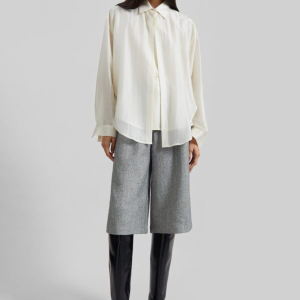 The Frankie Shop Roanne Fluid Double Shirt - Cream - Oversized Minimalist Tops in Ivory - Shop at Coveti