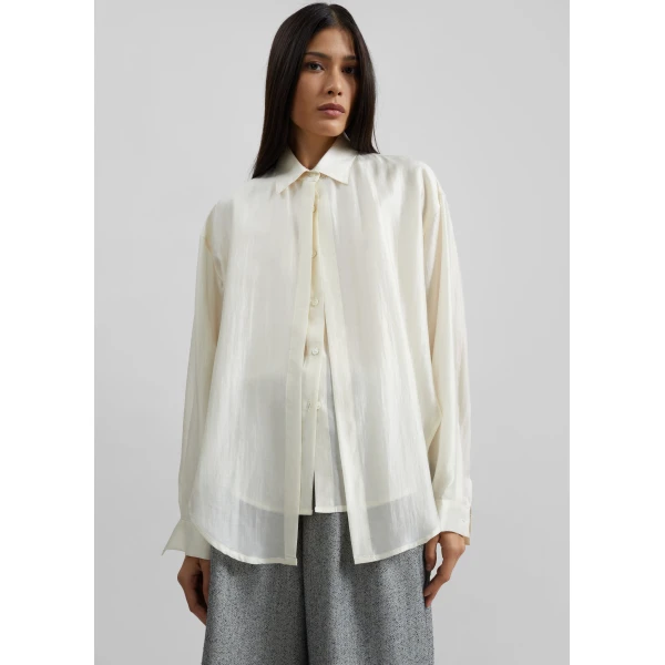 The Frankie Shop Roanne Fluid Double Shirt – Cream, view 6