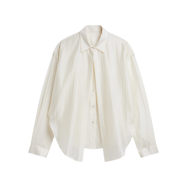 The Frankie Shop Roanne Fluid Double Shirt - Cream - Oversized Minimalist Tops in Ivory - Shop at Coveti