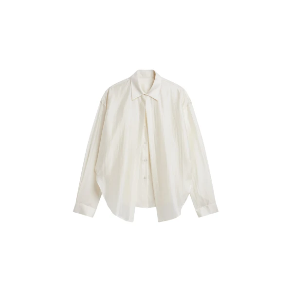 The Frankie Shop Roanne Fluid Double Shirt - Cream - Oversized Minimalist Tops in Ivory - Shop at Coveti