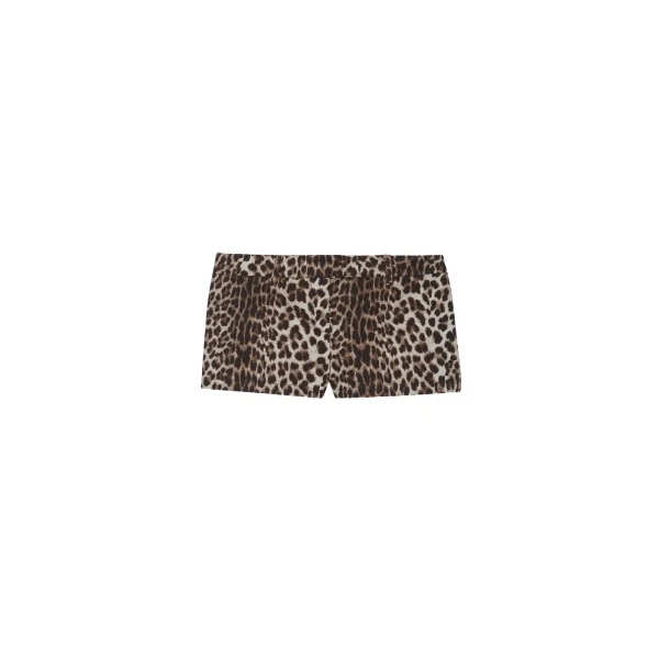 The Frankie Shop Roma Leopard Print Hot Pants - Brown - Oversized Minimalist Shorts in Beige - Shop at Coveti