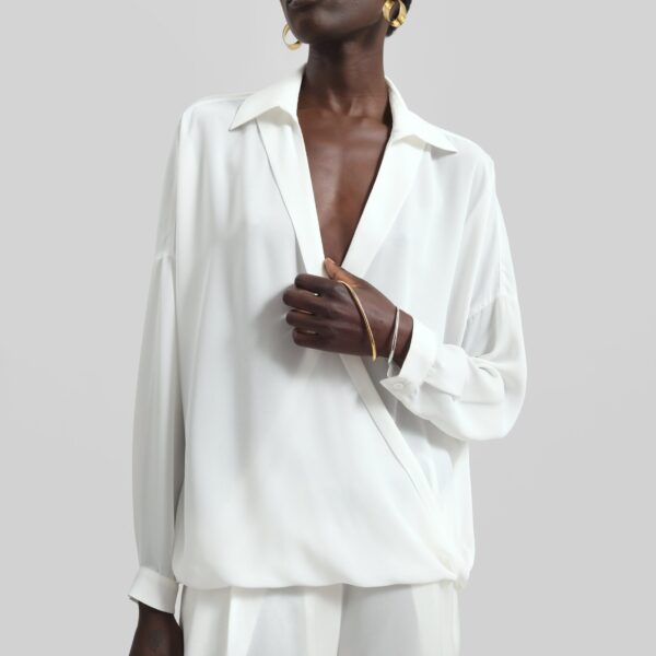The Frankie Shop Roseau Blouse - White - Oversized Minimalist Tops in White - Shop at Coveti