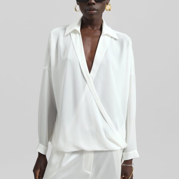 The Frankie Shop Roseau Blouse - White - Oversized Minimalist Tops in White - Shop at Coveti