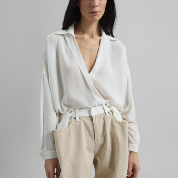 The Frankie Shop Roseau Blouse - White - Oversized Minimalist Tops in White - Shop at Coveti