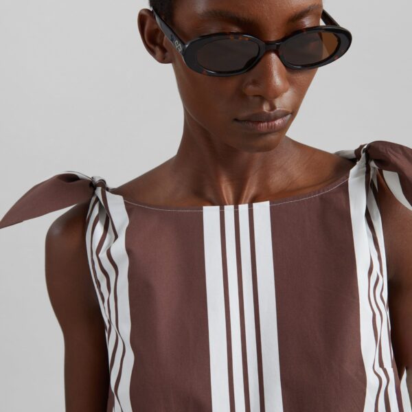 The Frankie Shop Rosie Mini Dress - Choc Stripe - Oversized Minimalist Dresses in Multicolour - Shop at Coveti