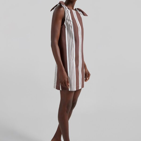 The Frankie Shop Rosie Mini Dress - Choc Stripe - Oversized Minimalist Dresses in Multicolour - Shop at Coveti