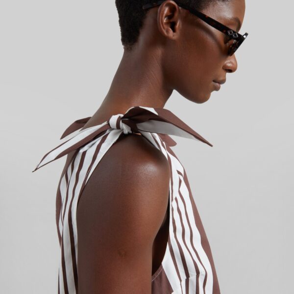 The Frankie Shop Rosie Mini Dress - Choc Stripe - Oversized Minimalist Dresses in Multicolour - Shop at Coveti