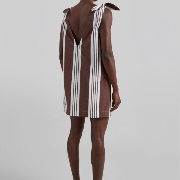 The Frankie Shop Rosie Mini Dress - Choc Stripe - Oversized Minimalist Dresses in Multicolour - Shop at Coveti