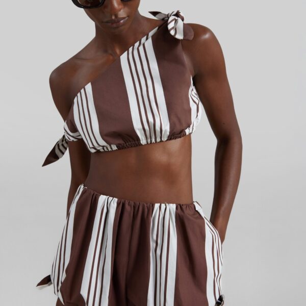 The Frankie Shop Rosie Shorts - Choc Stripe - Oversized Minimalist Shorts in Multicolour - Shop at Coveti