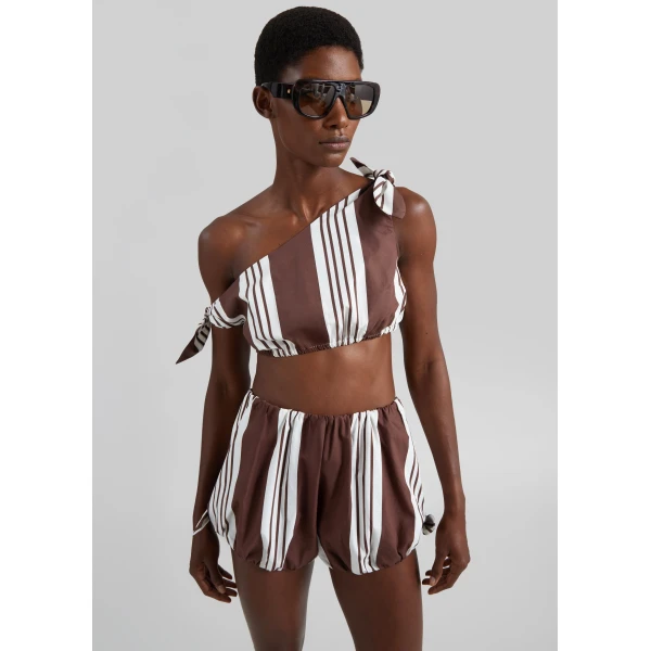 The Frankie Shop Rosie Tie Top – Choc Stripe, view 6