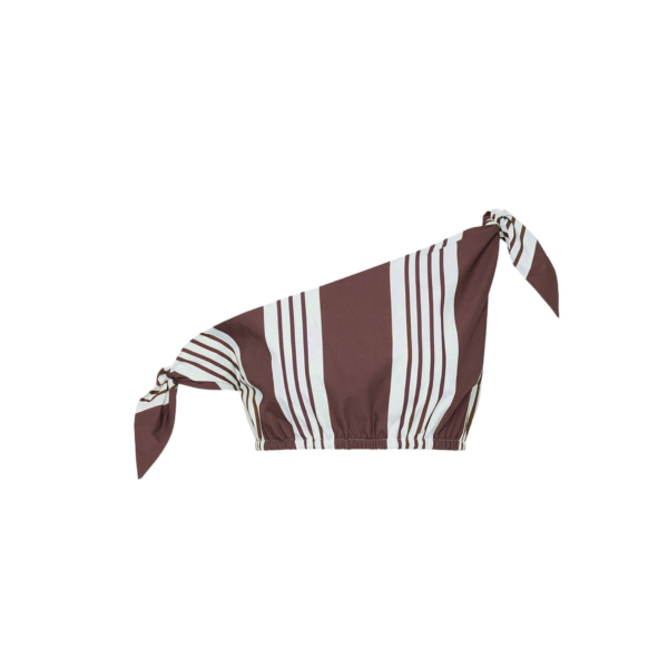 The Frankie Shop Rosie Tie Top - Choc Stripe - Oversized Minimalist Tops in Multicolour - Shop at Coveti
