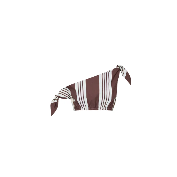The Frankie Shop Rosie Tie Top - Choc Stripe - Oversized Minimalist Tops in Multicolour - Shop at Coveti