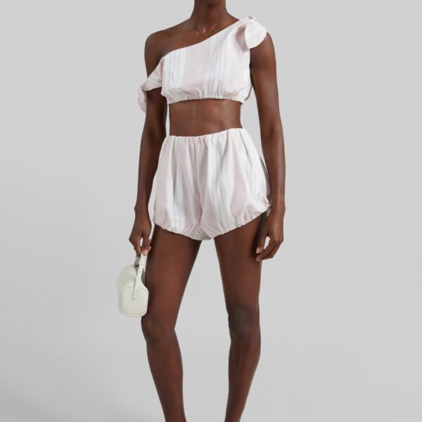 The Frankie Shop Rosie Tie Top - Pink Stripe - Oversized Minimalist Tops in Multicolour - Shop at Coveti
