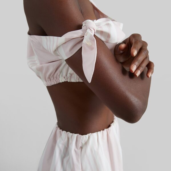 The Frankie Shop Rosie Tie Top - Pink Stripe - Oversized Minimalist Tops in Multicolour - Shop at Coveti