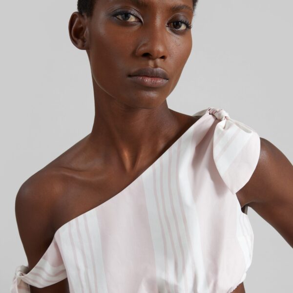 The Frankie Shop Rosie Tie Top - Pink Stripe - Oversized Minimalist Tops in Multicolour - Shop at Coveti