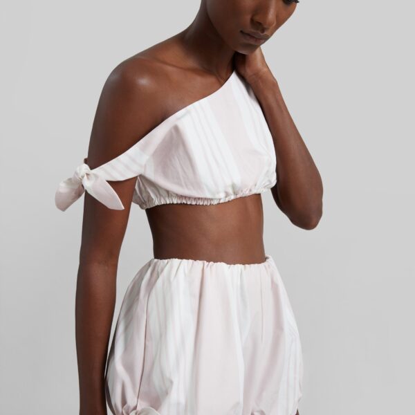 The Frankie Shop Rosie Tie Top - Pink Stripe - Oversized Minimalist Tops in Multicolour - Shop at Coveti