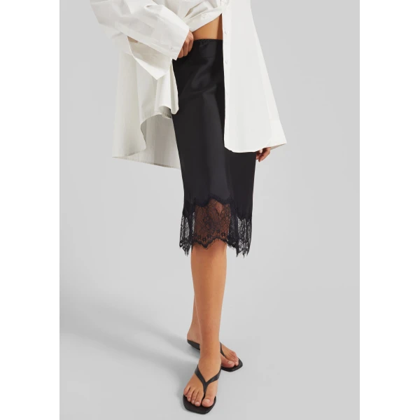 The Frankie Shop Rosyth Lace Midi Skirt – Black, view 2