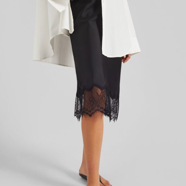 The Frankie Shop Rosyth Lace Midi Skirt - Black - Oversized Minimalist Skirts in Black - Shop at Coveti