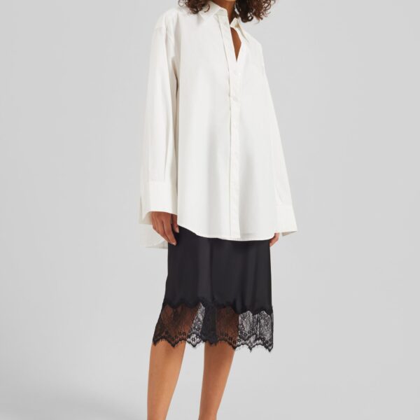 The Frankie Shop Rosyth Lace Midi Skirt - Black - Oversized Minimalist Skirts in Black - Shop at Coveti