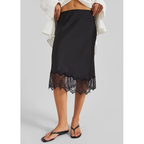 The Frankie Shop Rosyth Lace Midi Skirt – Black, view 5