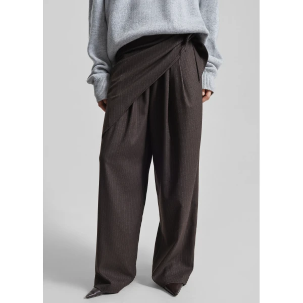 The Frankie Shop Rovigo Scarf Wrap Pants – Brown Stripe, view 2