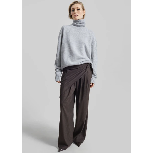 The Frankie Shop Rovigo Scarf Wrap Pants – Brown Stripe, view 3