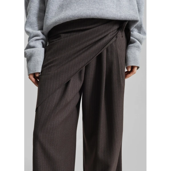 The Frankie Shop Rovigo Scarf Wrap Pants – Brown Stripe, view 4