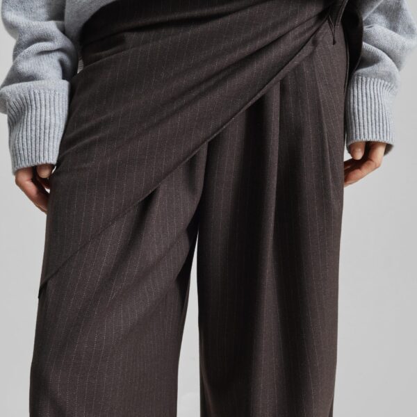 The Frankie Shop Rovigo Scarf Wrap Pants - Brown Stripe - Oversized Minimalist Pants in Multicolour - Shop at Coveti