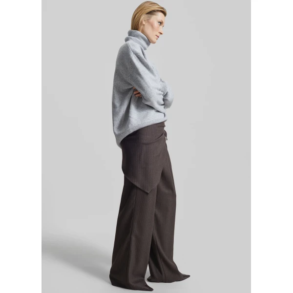 The Frankie Shop Rovigo Scarf Wrap Pants – Brown Stripe, view 5
