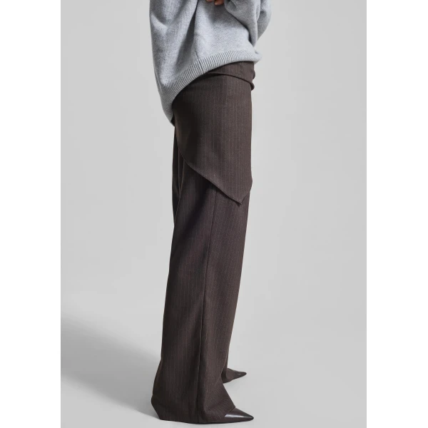 The Frankie Shop Rovigo Scarf Wrap Pants – Brown Stripe, view 6