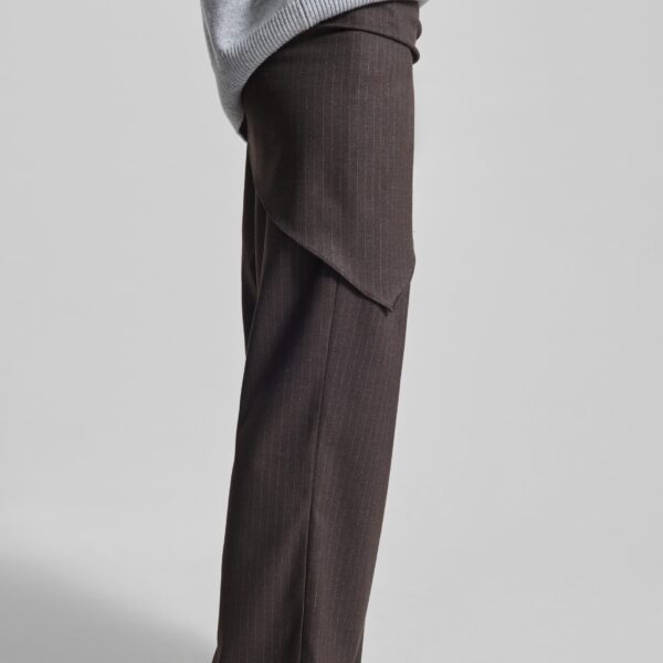 The Frankie Shop Rovigo Scarf Wrap Pants - Brown Stripe - Oversized Minimalist Pants in Multicolour - Shop at Coveti