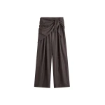 The Frankie Shop Rovigo Scarf Wrap Pants - Brown Stripe - Oversized Minimalist Pants in Multicolour - Shop at Coveti