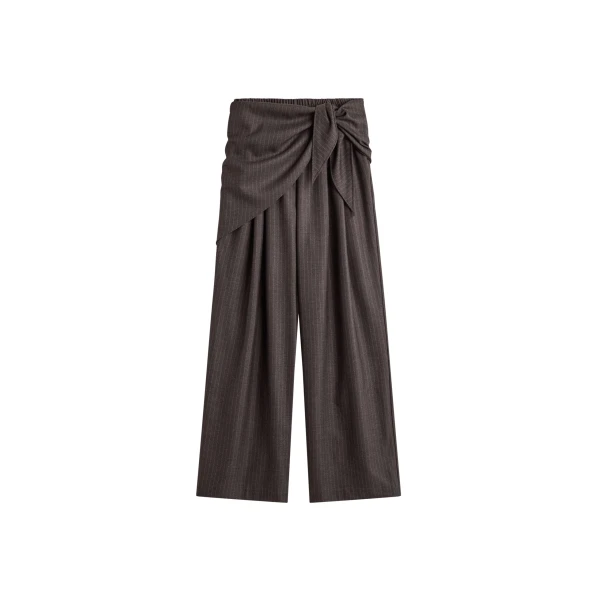 The Frankie Shop Rovigo Scarf Wrap Pants - Brown Stripe - Oversized Minimalist Pants in Multicolour - Shop at Coveti