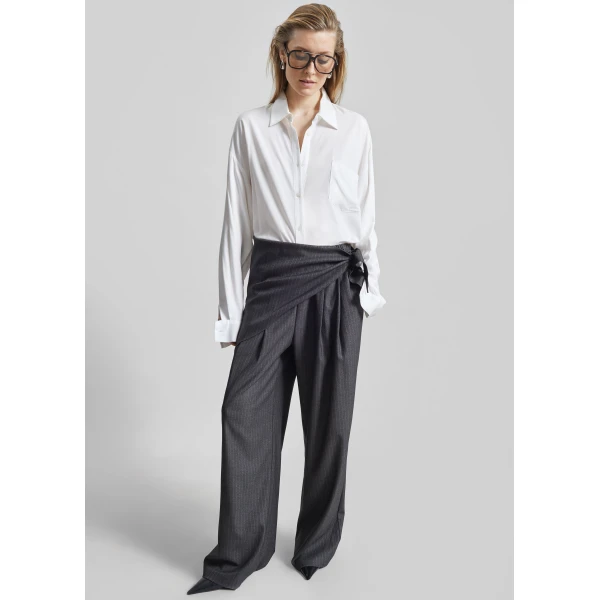 The Frankie Shop Rovigo Scarf Wrap Pants – Grey Stripe, view 3