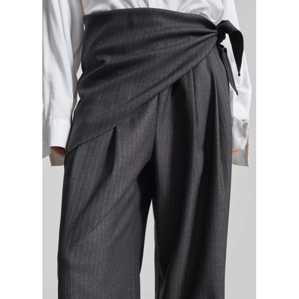 The Frankie Shop Rovigo Scarf Wrap Pants – Grey Stripe, view 4