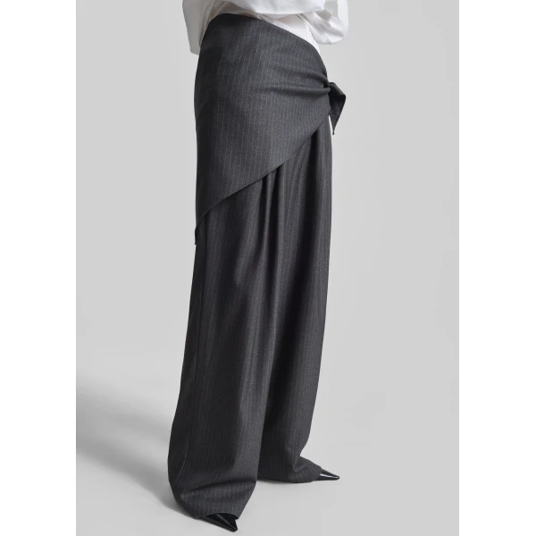 The Frankie Shop Rovigo Scarf Wrap Pants – Grey Stripe, view 5