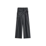 The Frankie Shop Rovigo Scarf Wrap Pants - Grey Stripe - Oversized Minimalist Pants in Multicolour - Shop at Coveti