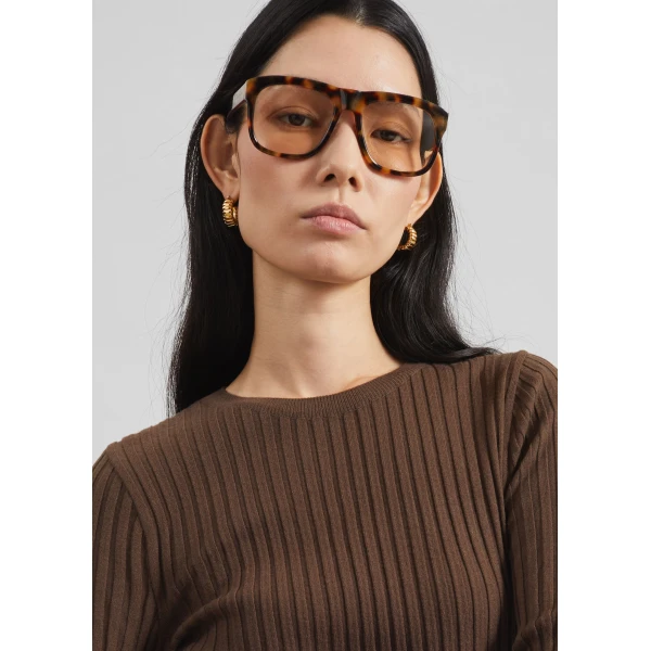 The Frankie Shop Ruan Ribbed Knit Top – Brown, view 4