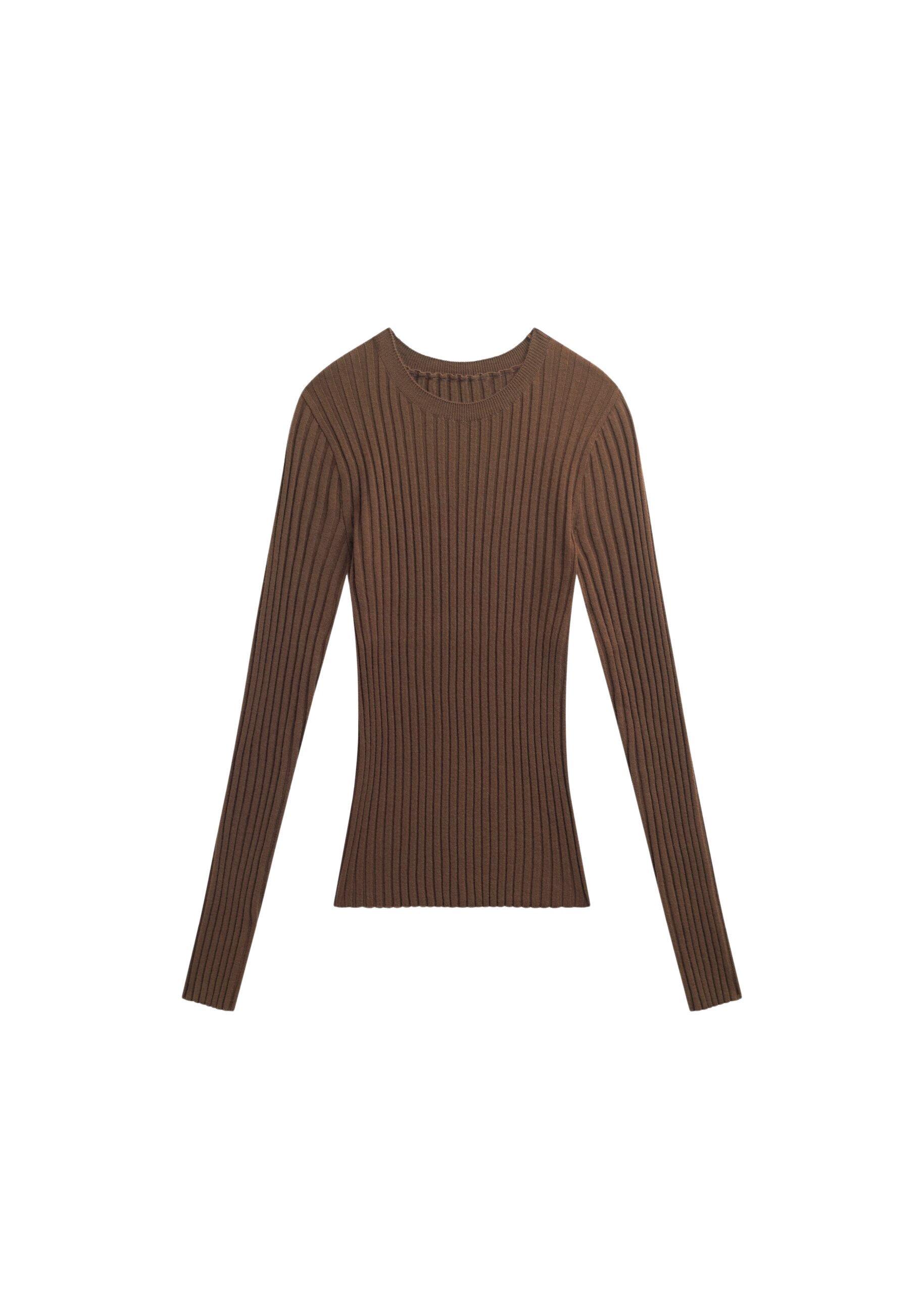 The Frankie Shop Ruan Ribbed Knit Top – Brown