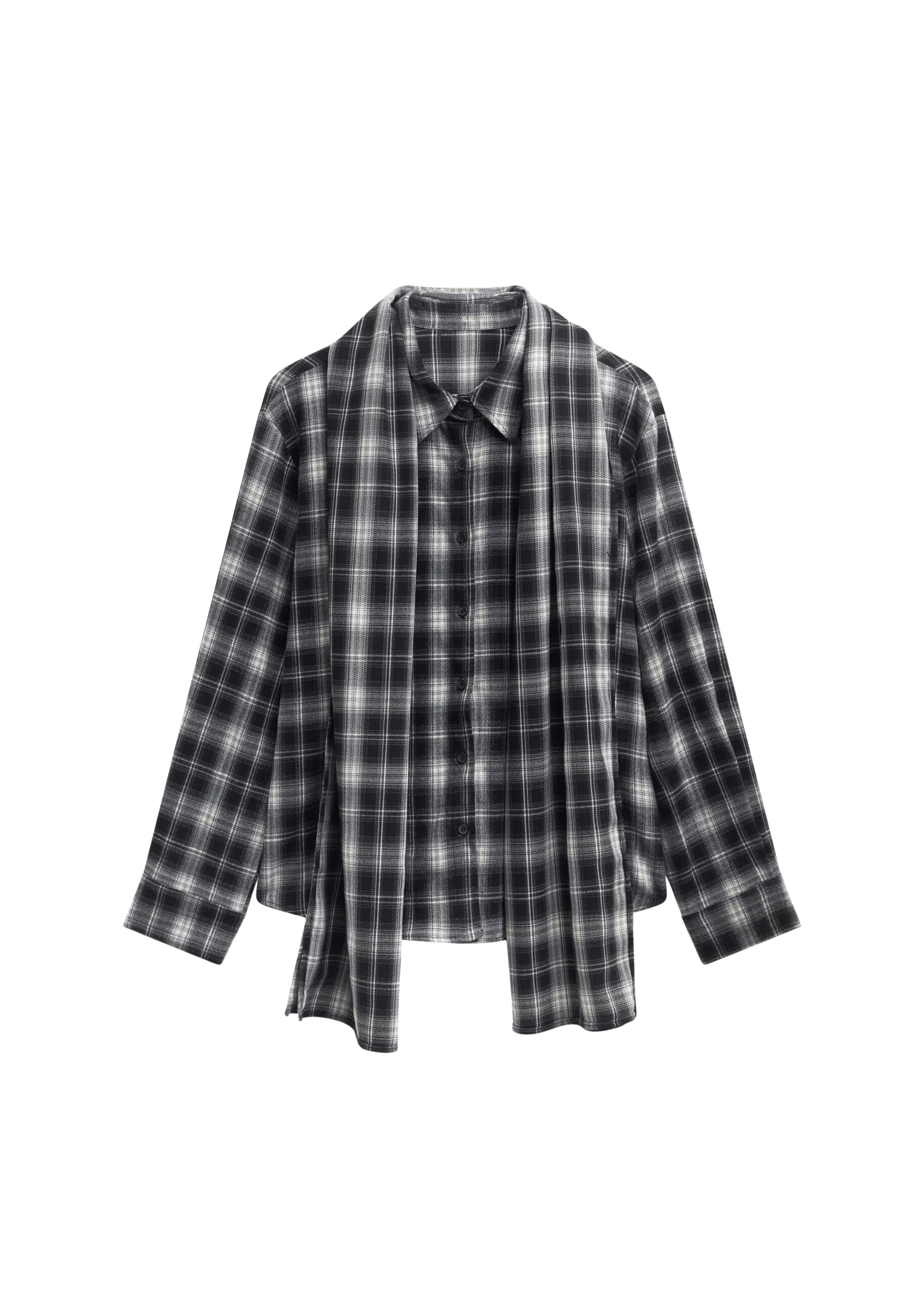 The Frankie Shop Rue Scarf Shirt – Black Plaid
