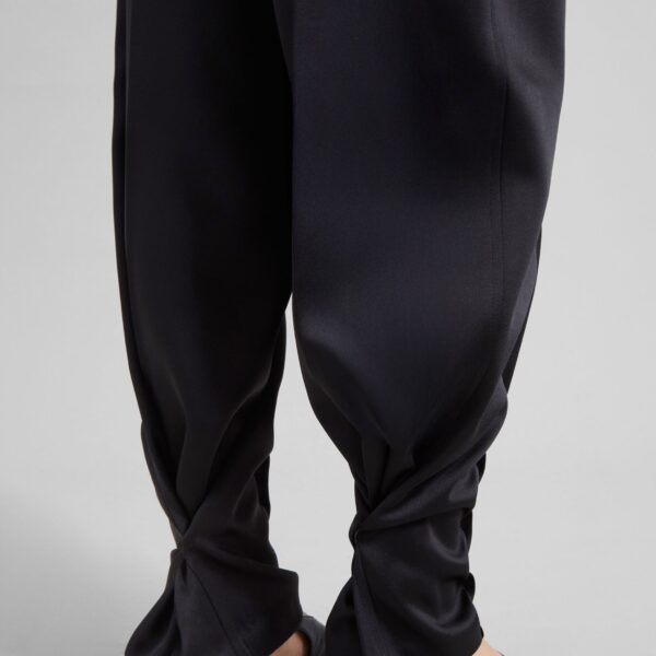 The Frankie Shop Rui Satin Trousers - Black - Oversized Minimalist Pants in Black - Shop at Coveti