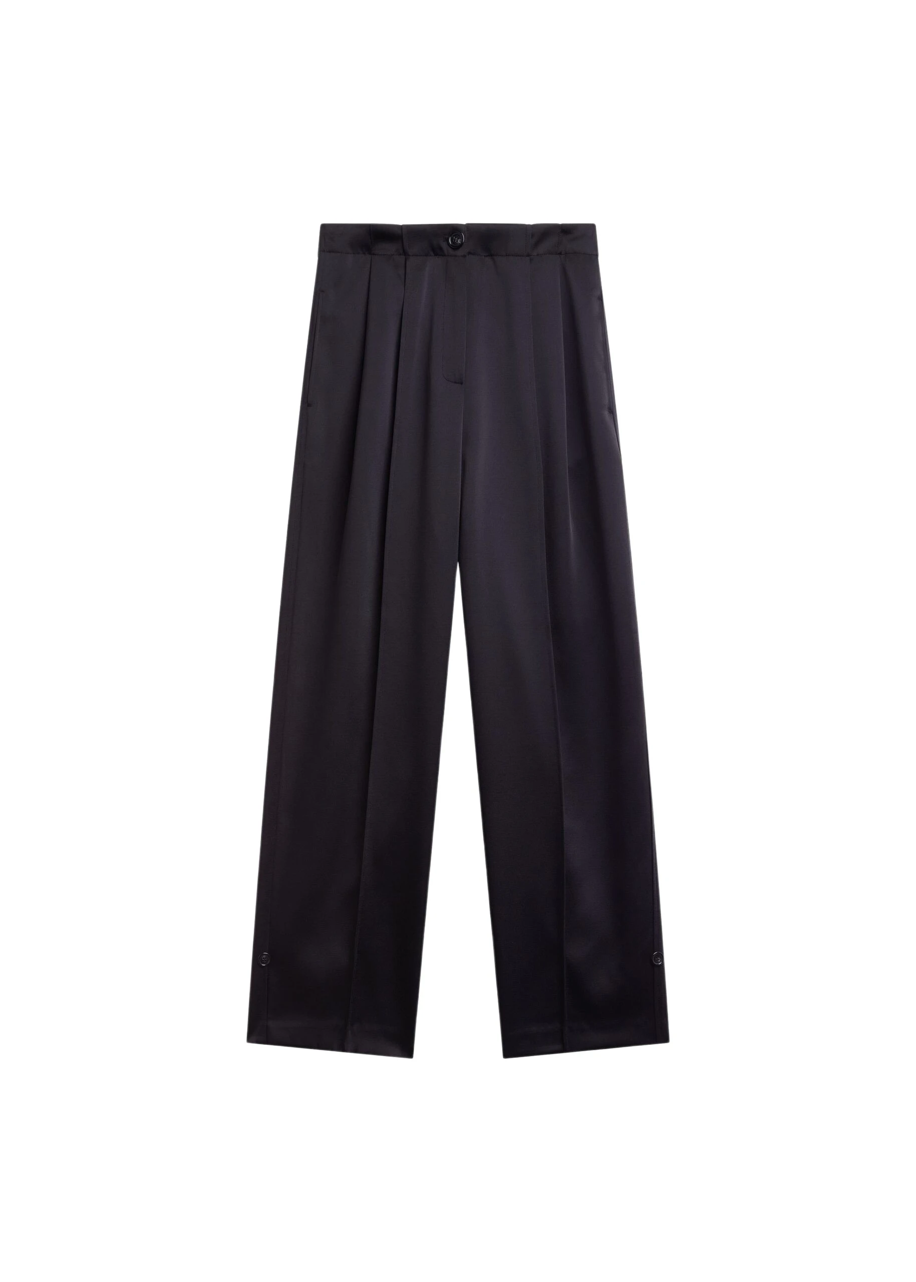 The Frankie Shop Rui Satin Trousers - Black - Oversized Minimalist Pants in Black - Shop at Coveti