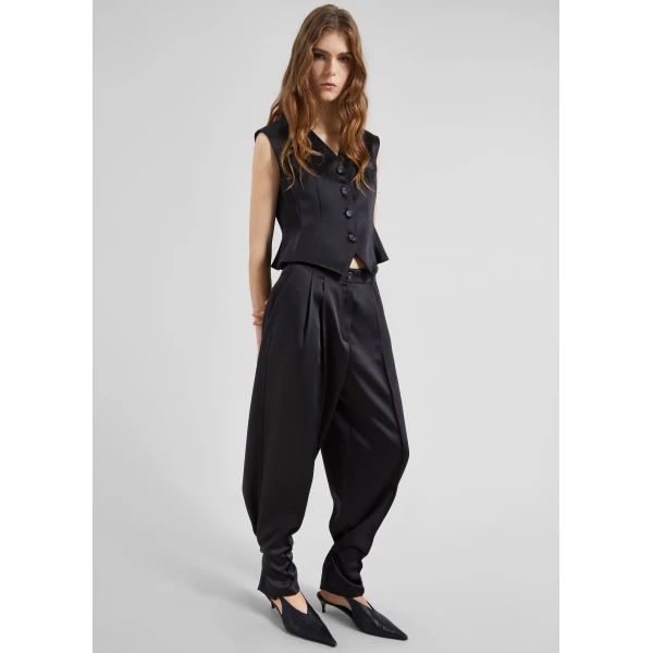 The Frankie Shop Rui Satin Vest – Black, view 4