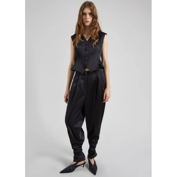 The Frankie Shop Rui Satin Vest – Black, view 5