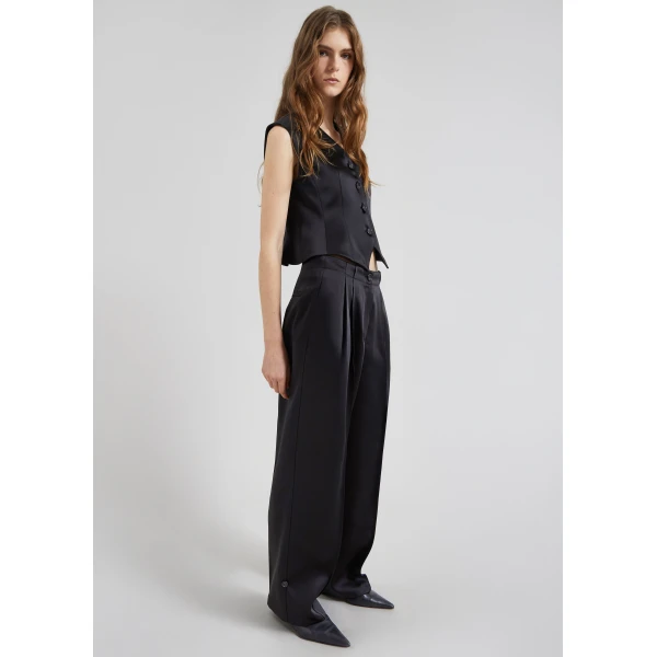 The Frankie Shop Rui Satin Vest – Black, view 6