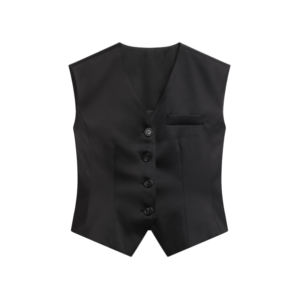 The Frankie Shop Rui Satin Vest - Black - Oversized Minimalist Jackets in Black - Shop at Coveti