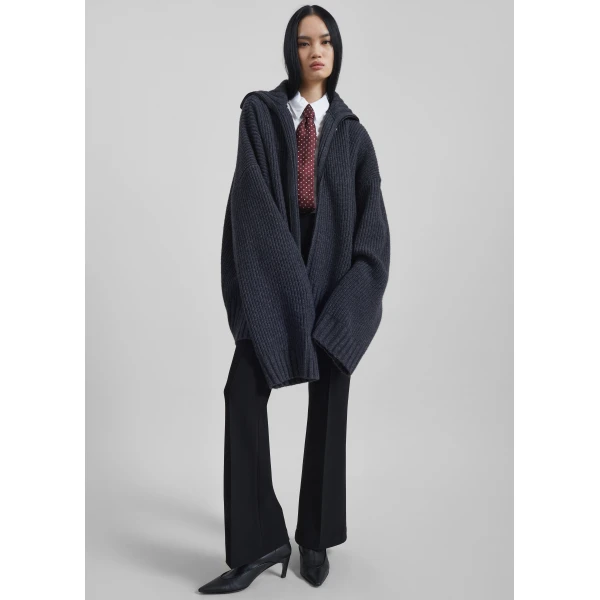 The Frankie Shop Saclay Oversized Zip-Up Cardigan – Charcoal, view 2