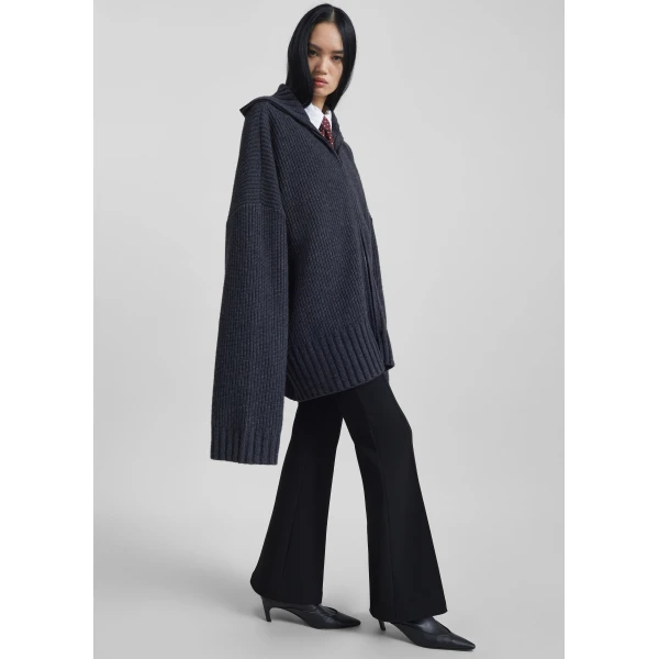 The Frankie Shop Saclay Oversized Zip-Up Cardigan – Charcoal, view 4