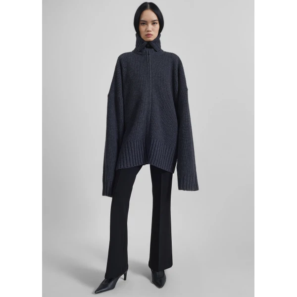 The Frankie Shop Saclay Oversized Zip-Up Cardigan – Charcoal, view 5